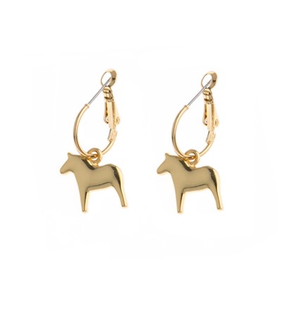 Dala Horse Round Gold Earrings